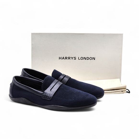 Harrys London Basel Knit Cotton Men's Loafers Blue - New $495 - Picture 1 of 9